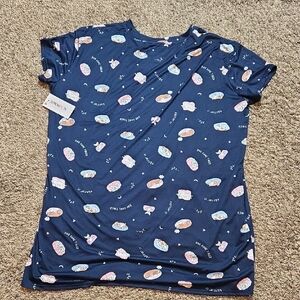 Joyspun Ladies Sleep Shirt Navy Water Nightgown Dog Theme 2X - 3X Plus Size Top